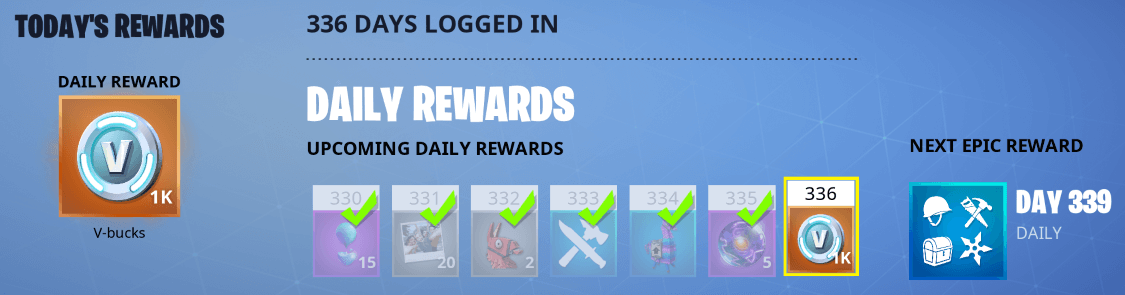 daily login rewards free v bucks - fortnite free rewards